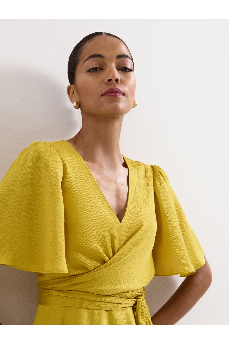 Abbie Draped Tie Waist Wrap Dress, Alternate, color, Yellow