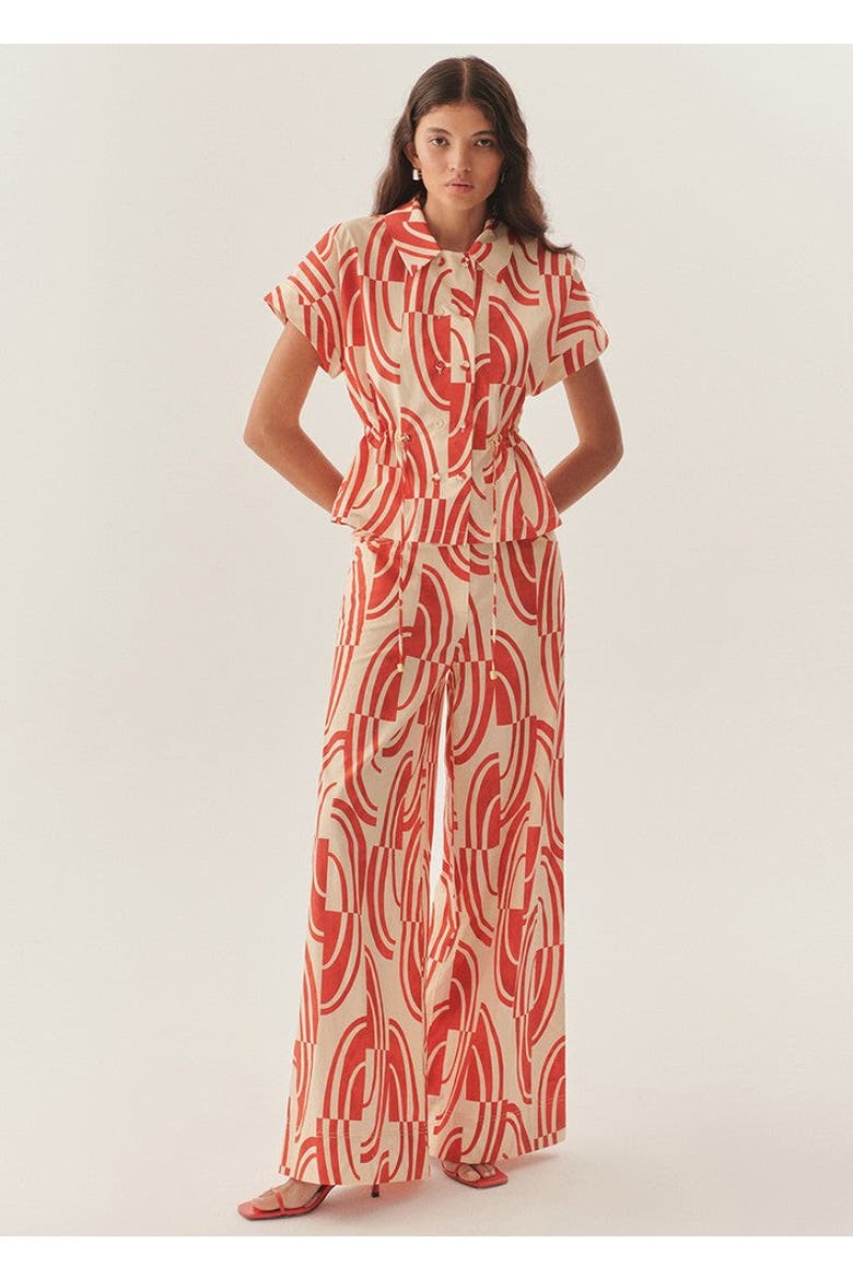Jocelyn Cotton Shirt, Alternate, color, RED-BEIGE
