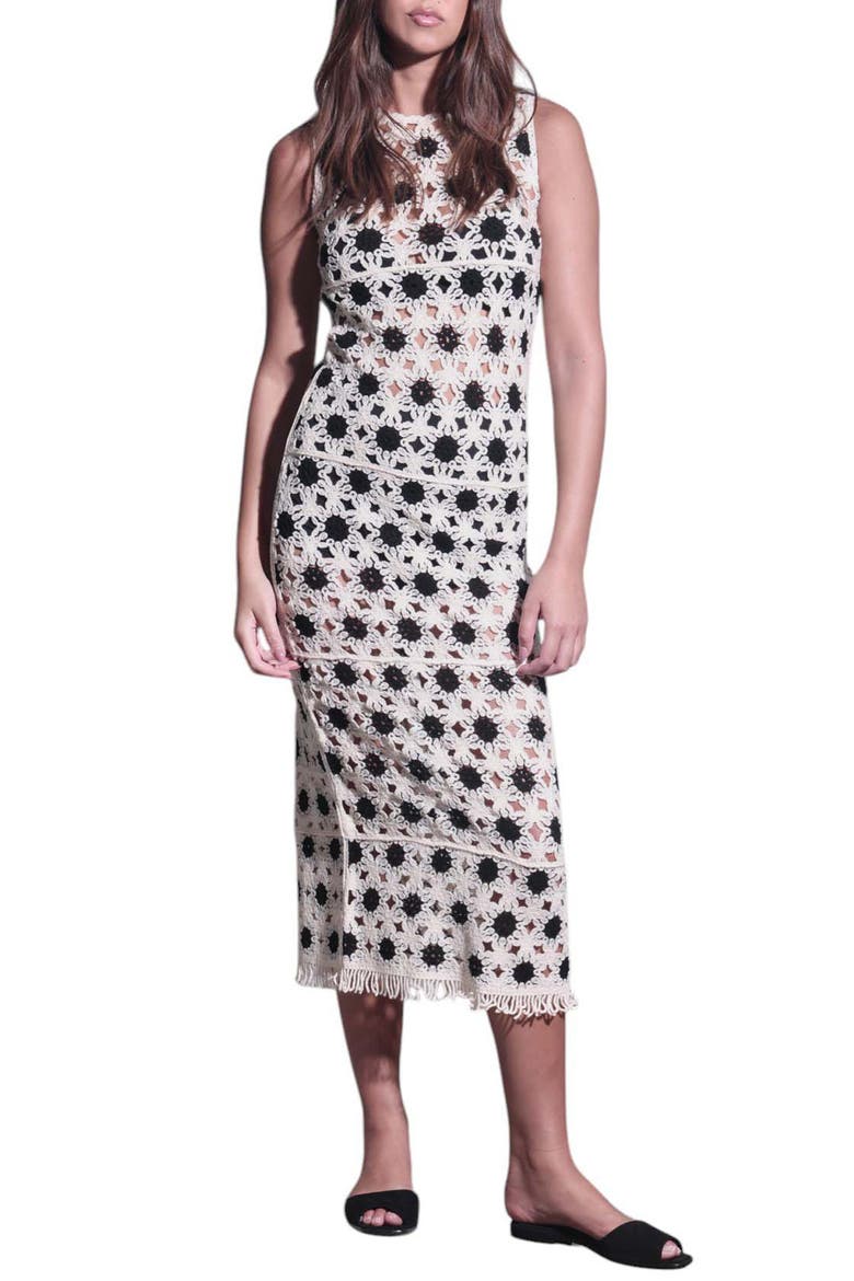 Brianna Openwork Maxi Dress, Main, color, CREAM BLACK