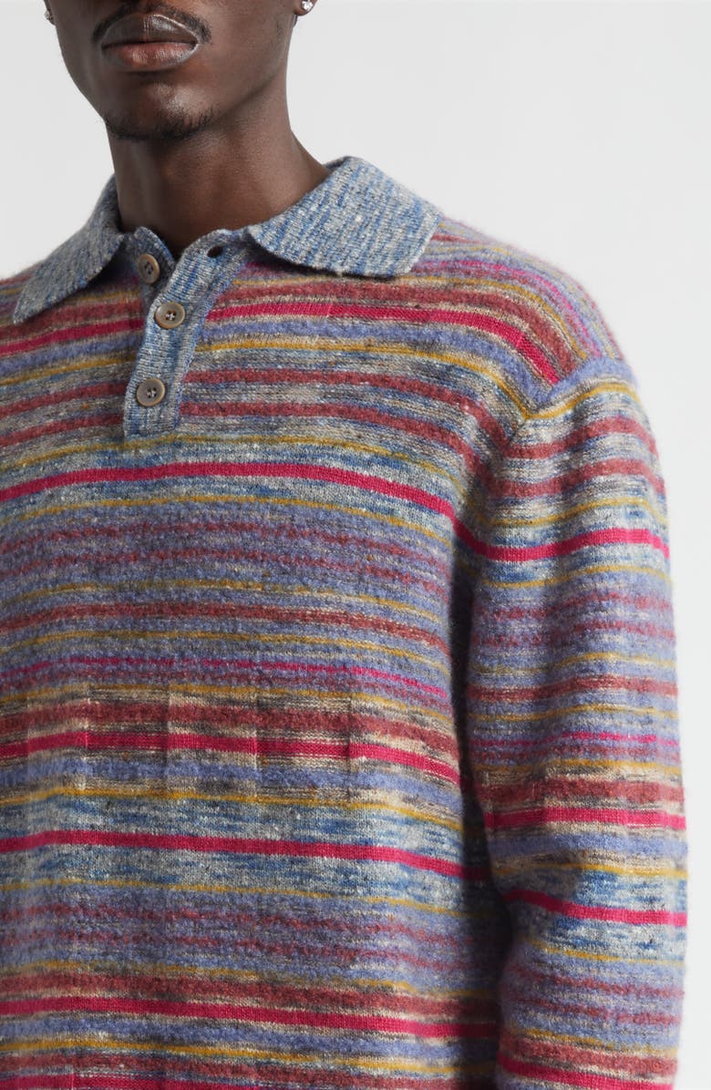The Elder Statesman Explorer Stripe Cashmere, Wool & Mohair Blend Rugby Sweater, Alternate, color, Explorer Multi