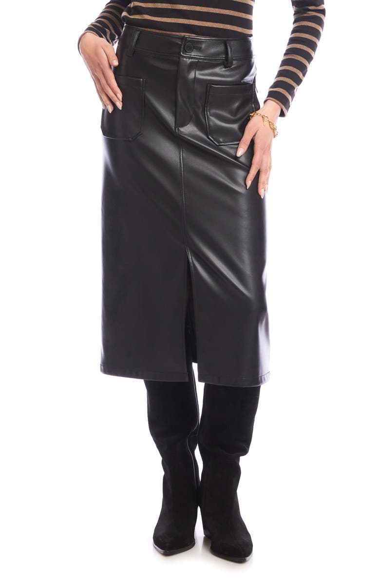 Karen Kane Faux Leather Midi Skirt, Main, color, Black