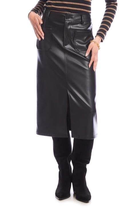 Faux Leather Midi Skirt