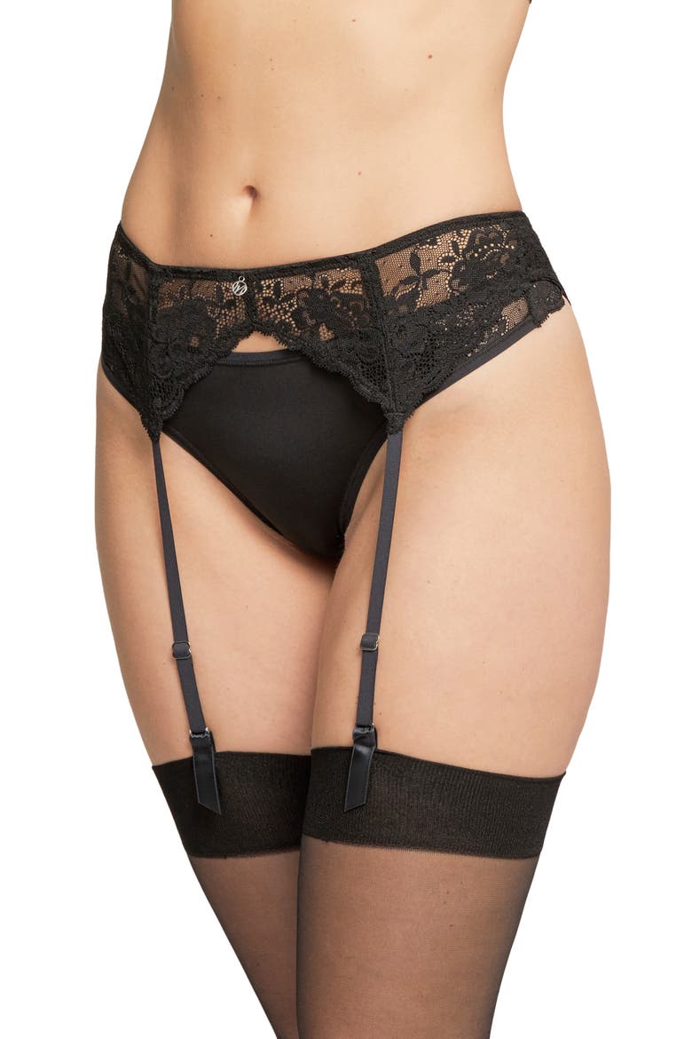 Lace Garter Belt, Main, color, BLACK