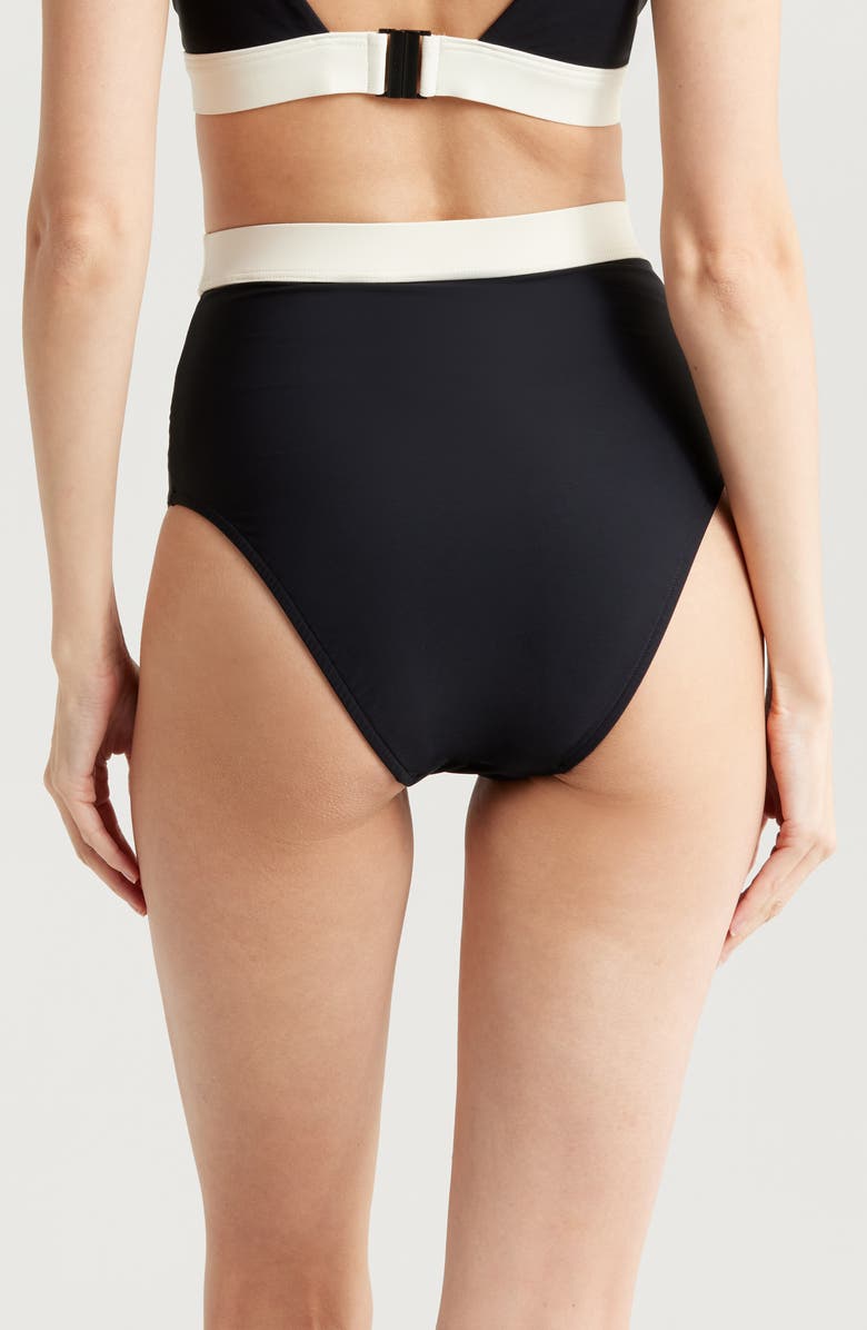 BONDI BORN Lina Colorblocked Bikini Bottoms, Alternate, color, Black Contrast