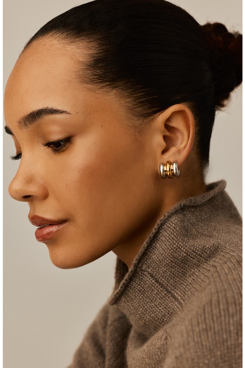 Chubby Triple Hoop Earrings, Alternate, color, MIXED