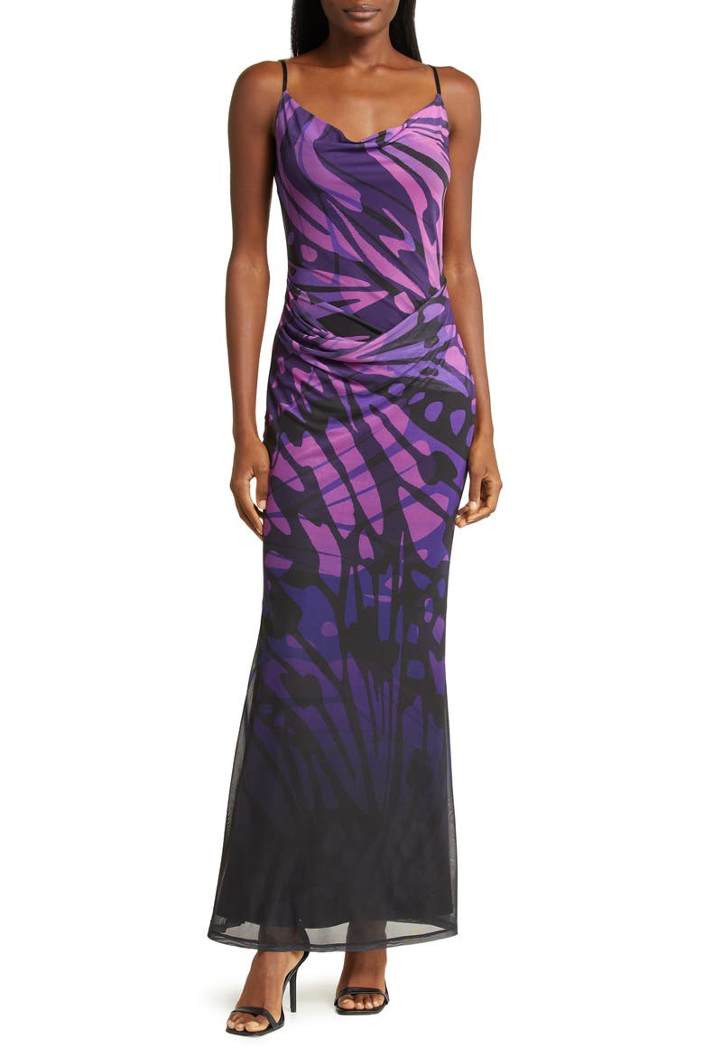 Gillian Ombré Asymmetric Slipdress, Main, color, BUTTERFLY OMBRE