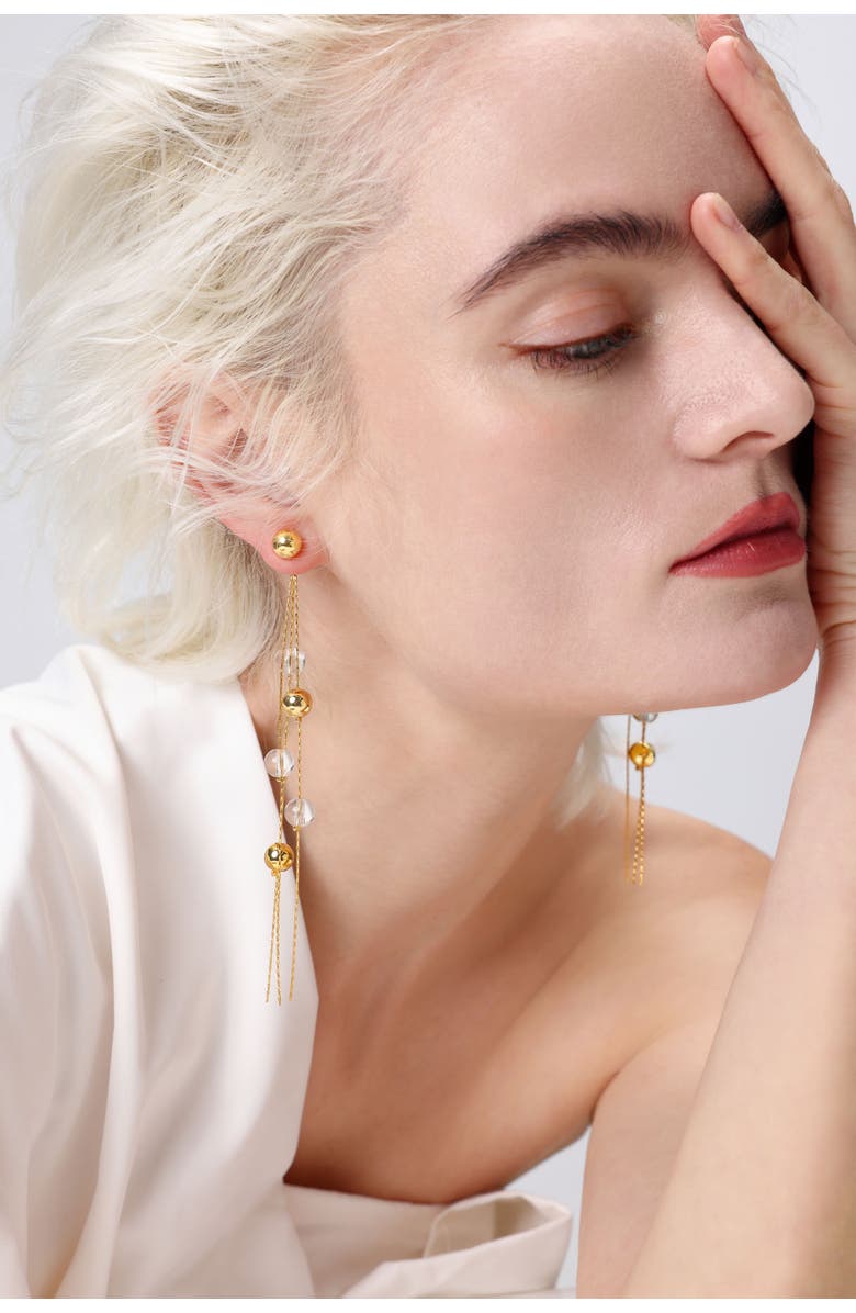 Classicharms FrostLily Clear Crystal and Bead Drop Earrings, Alternate, color, Gold