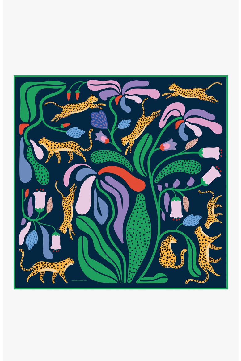 Double Sided Wool Silk Scarf Of Jungle Night, Main, color, Green