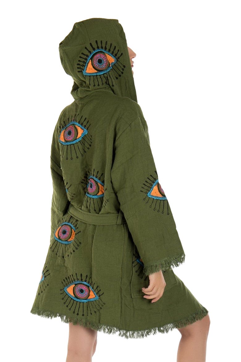 Imogen - Handmade Hooded Cotton Robe Cover-Up, Alternate, color, Sage Green