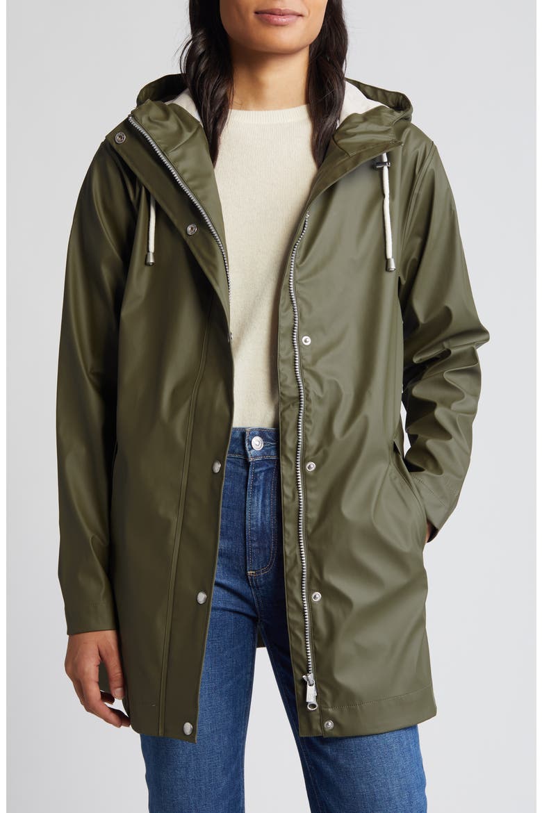 Hooded Waterproof Rain Jacket, Alternate, color, ARMY