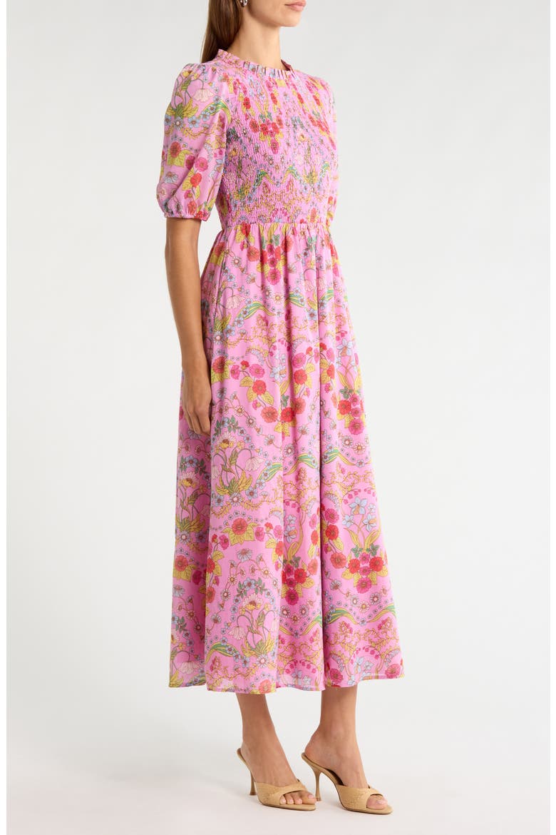 Ramsie Floral Smocked Maxi Dress, Alternate, color, CREAM-PINK-MULTI