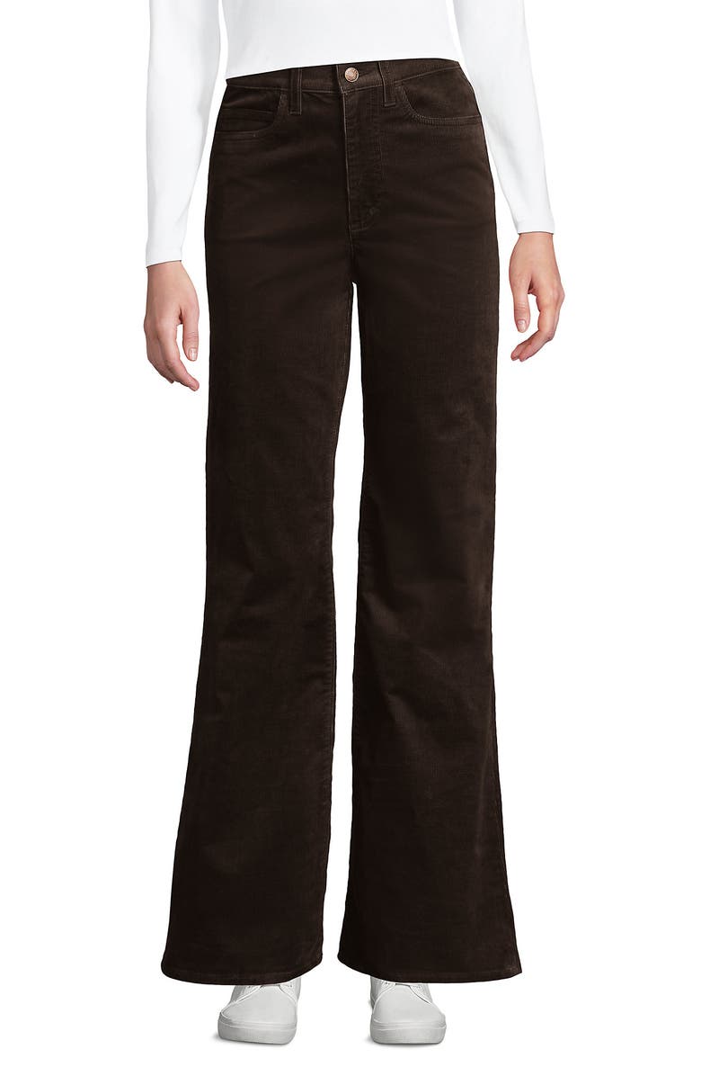 Lands' End Corduroy High Rise Classic Flare Pants, Alternate, color, Rich Coffee