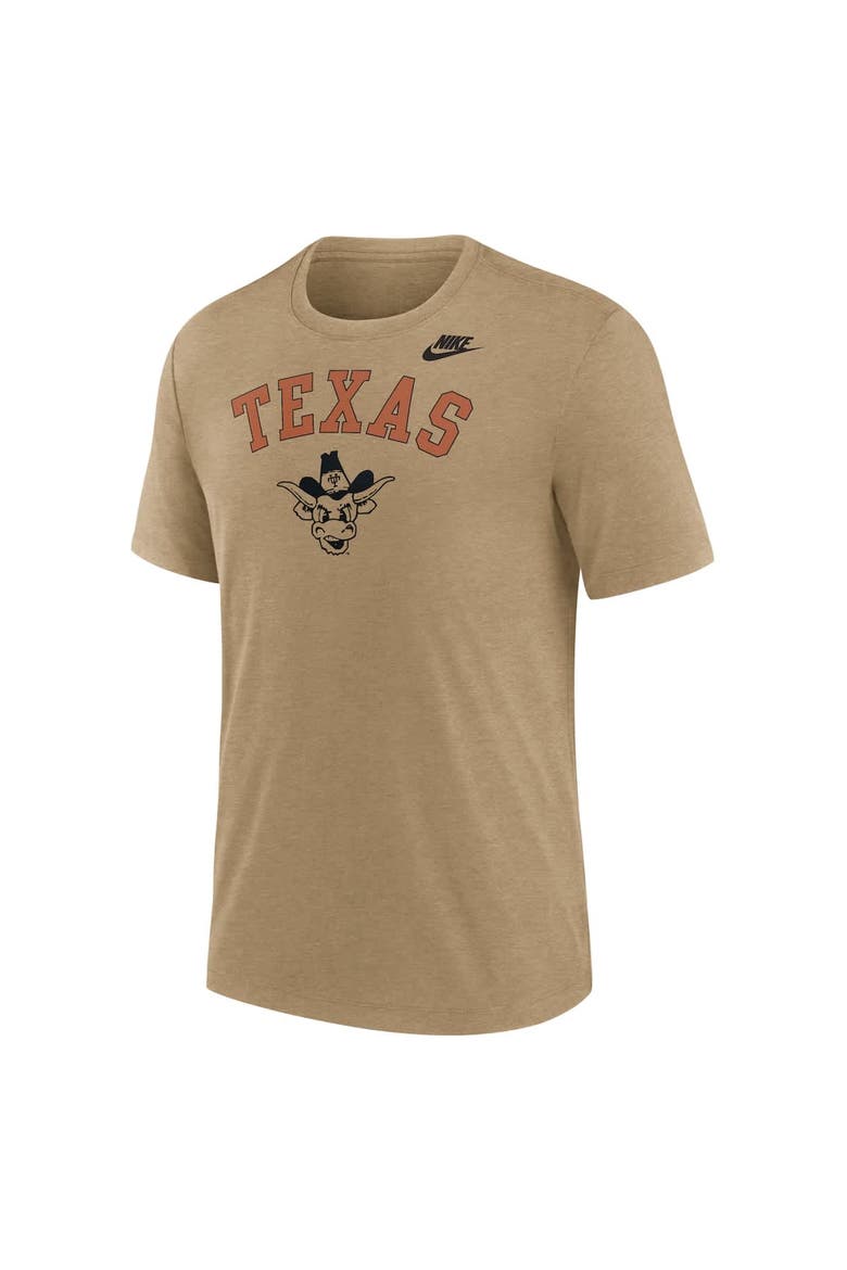Men's Nike Heather Light Brown Texas Longhorns Legacy Arch Tri-Blend T-Shirt, Alternate, color, Light Brown