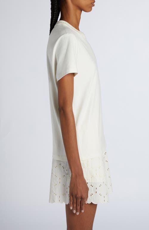 Moncler Crocheted Neck Tee In White