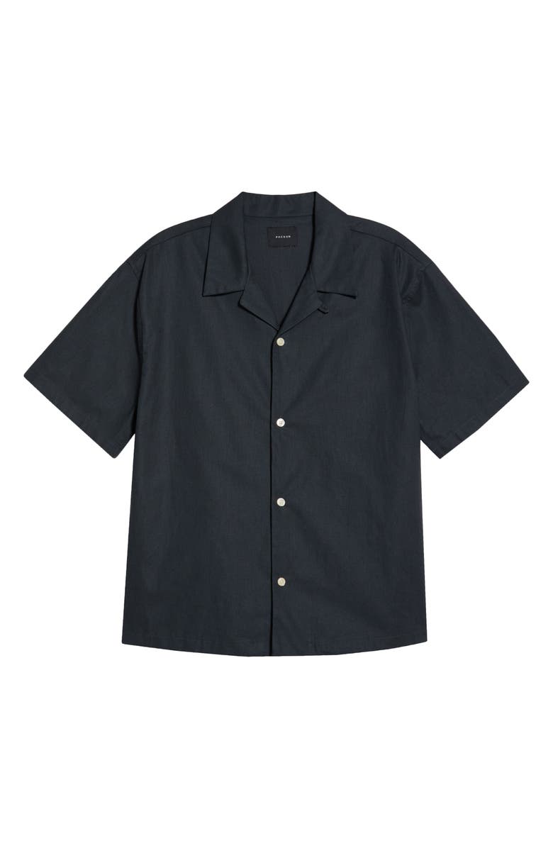 PacSun Elai Solid Cotton & Linen Camp Shirt, Main, color, Black