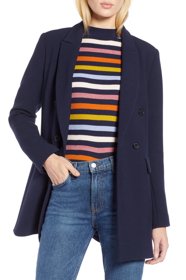 x Atlantic-Pacific Menswear Double Breasted Blazer, Main, color, NAVY