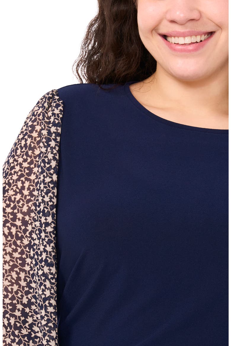Floral Sleeve Mixed Media Top, Alternate, color, CLASSIC NAVY