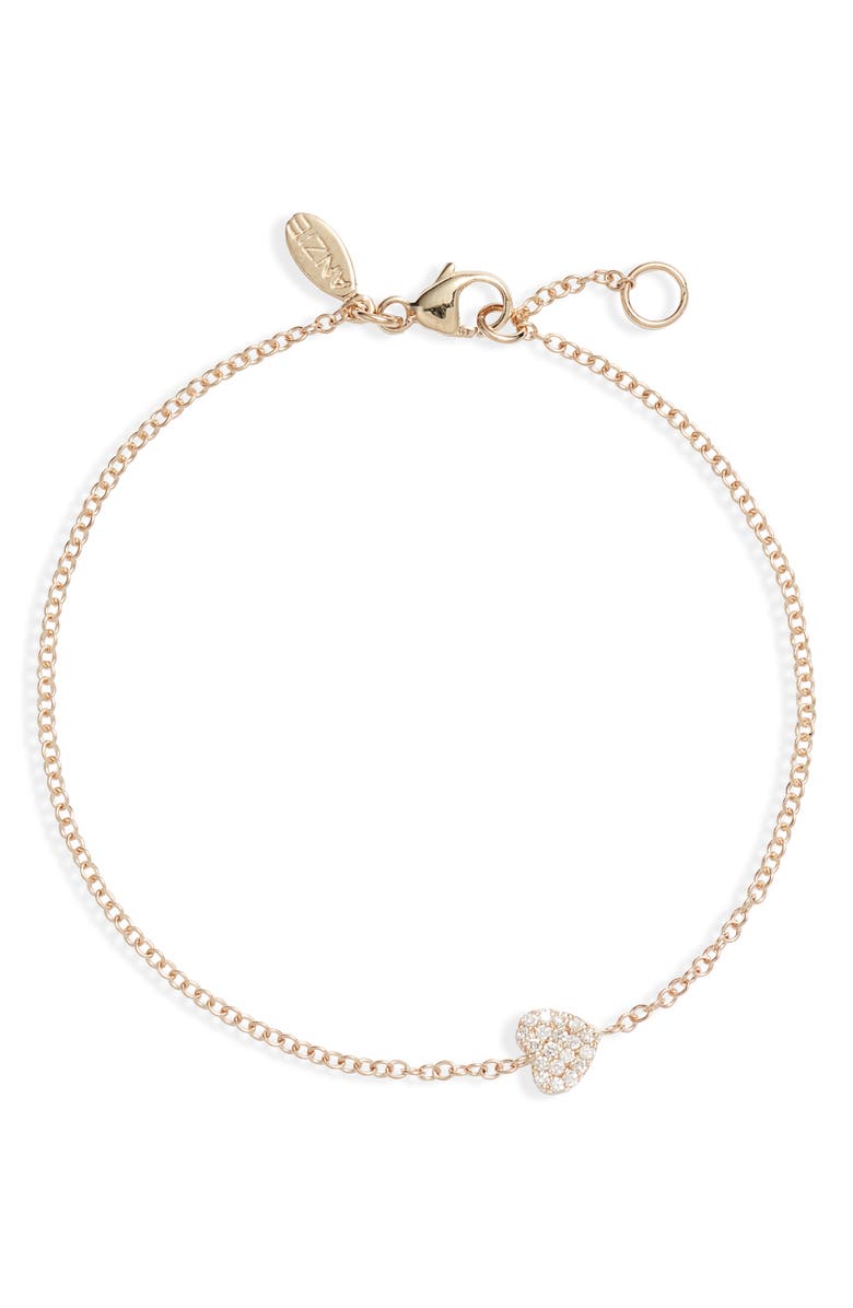 Anzie Love Letter Diamond Bracelet, Main, color, Gold/ Diamond
