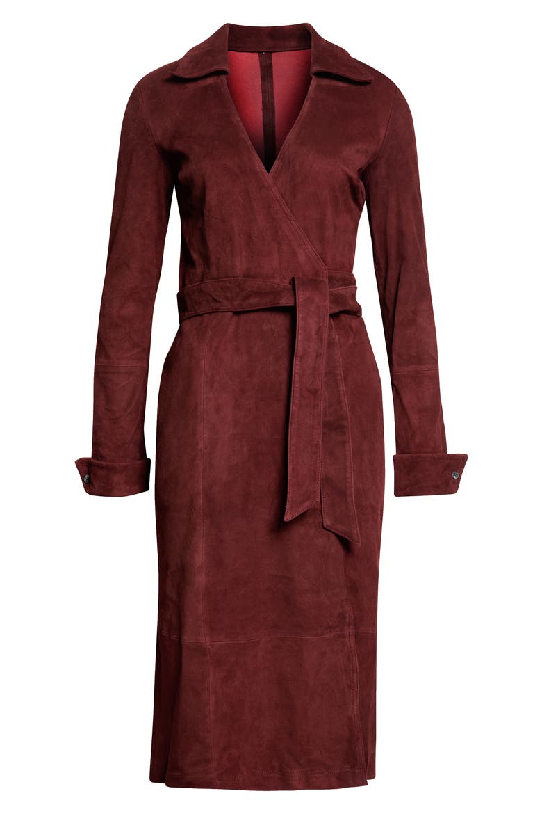 Antonia Suede Wrap Dress, Main, color, CHINTI