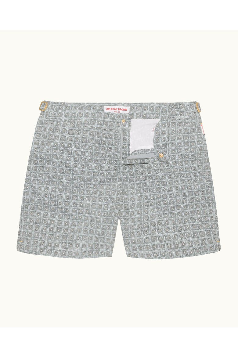 Bulldog Exclusive-Print Mid-Length Swim Shorts, Main, color, Latte