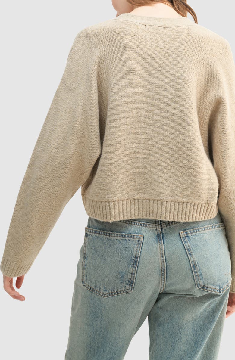 Lush Combination Long Sleeve Cardigan, Alternate, color, Taupe