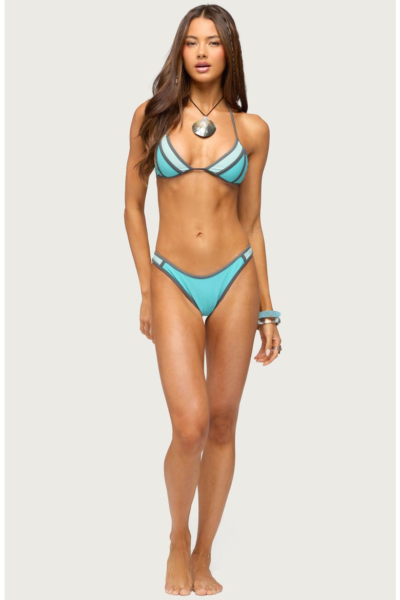 Adrie Contrast Triangle Bikini Top, Alternate, color, TURQUOISE