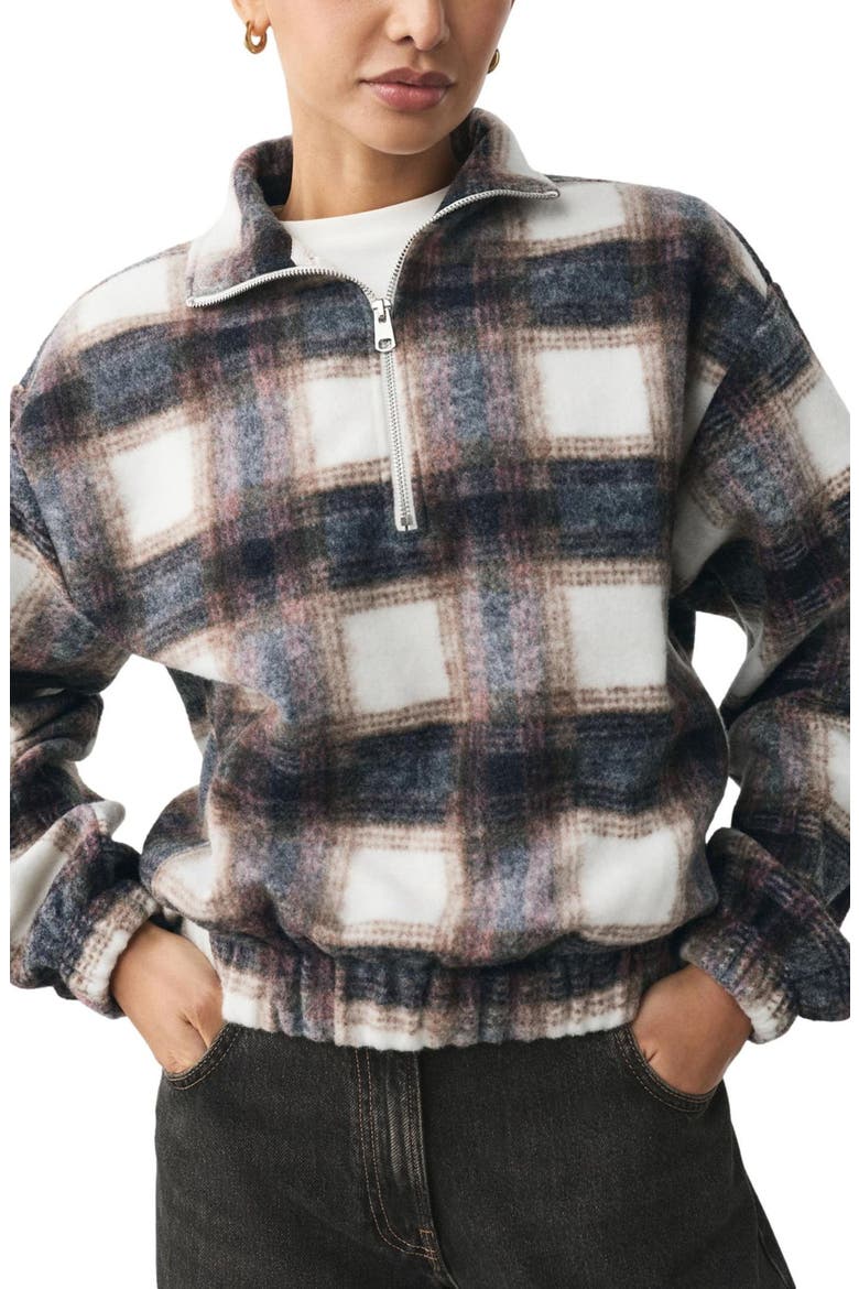 Plaid Quarter Zip Sweatshirt, Main, color, NEUTRAL