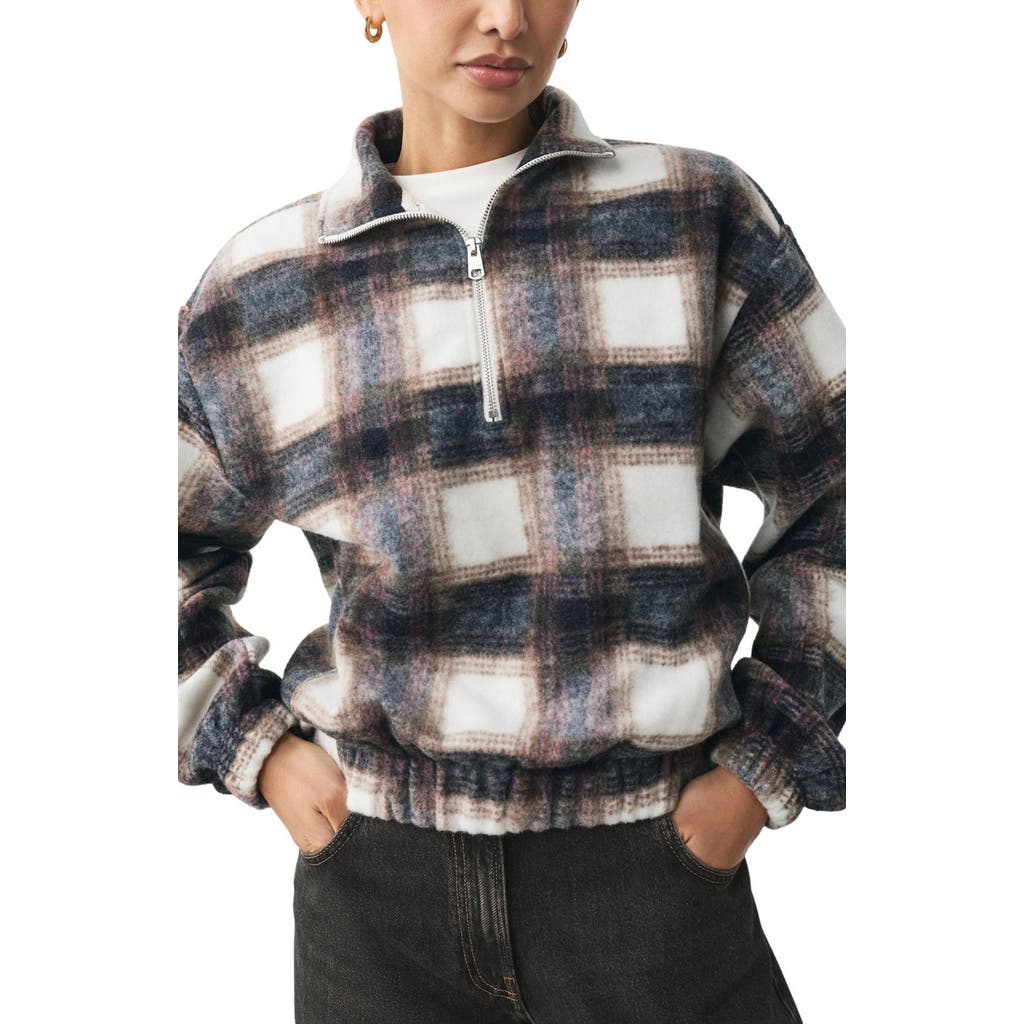 Next Plaid Quarter Zip Sweatshirt In Blue