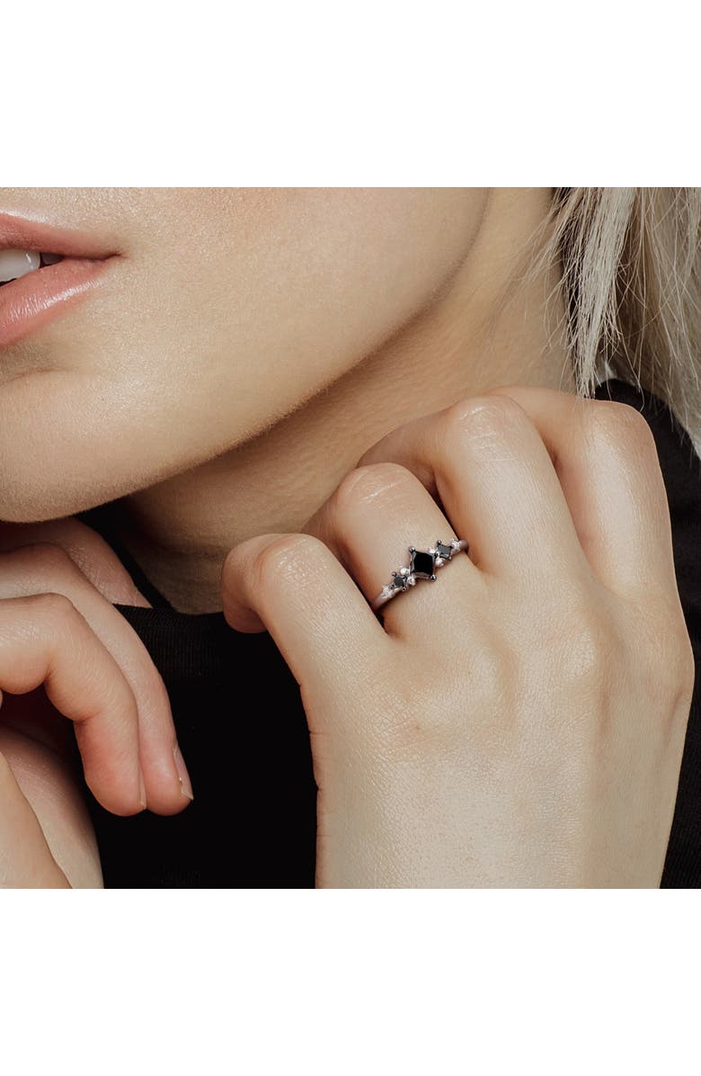 Julianna B. Black & White Diamond Princess-Cut 3-Stone Ring 14k, Alternate, color, 14K White Gold