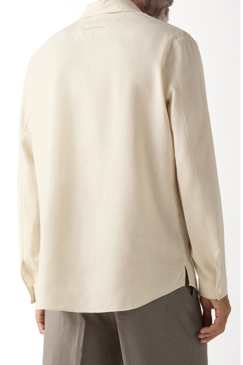 Long Sleeve Linen Polo, Alternate, color, LIGHT TAUPE