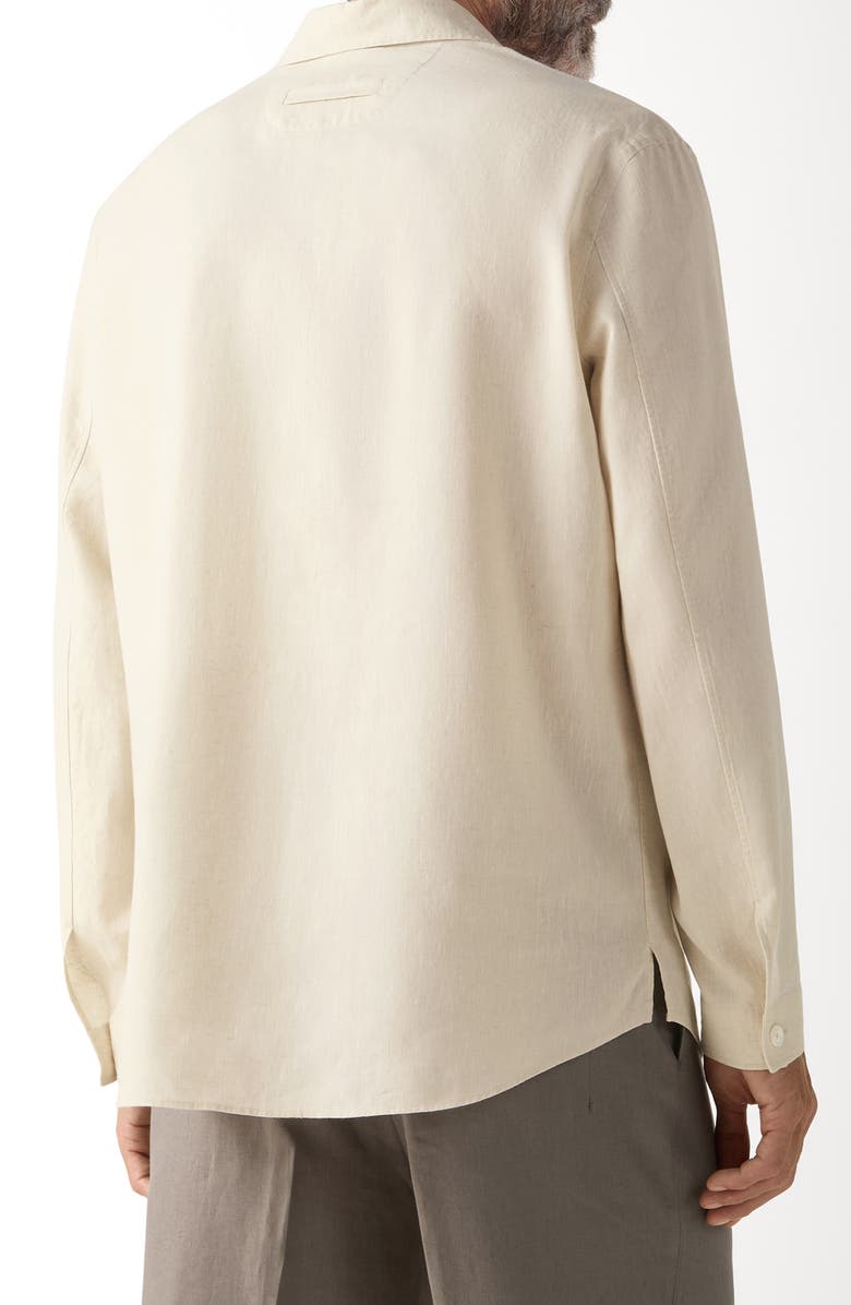 ZEGNA Long Sleeve Linen Polo, Alternate, color, Light Taupe