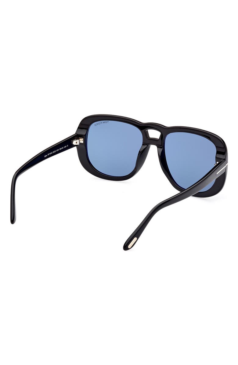 TOM FORD 56mm Gradient Aviator Sunglasses, Alternate, color, Shiny Black / Blue
