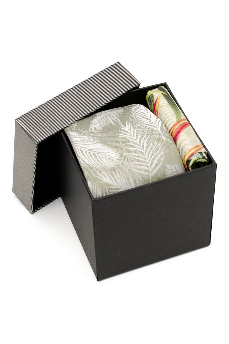 Tropical Resort Tie & Pocket Square Set, Alternate, color, GREEN MULTI