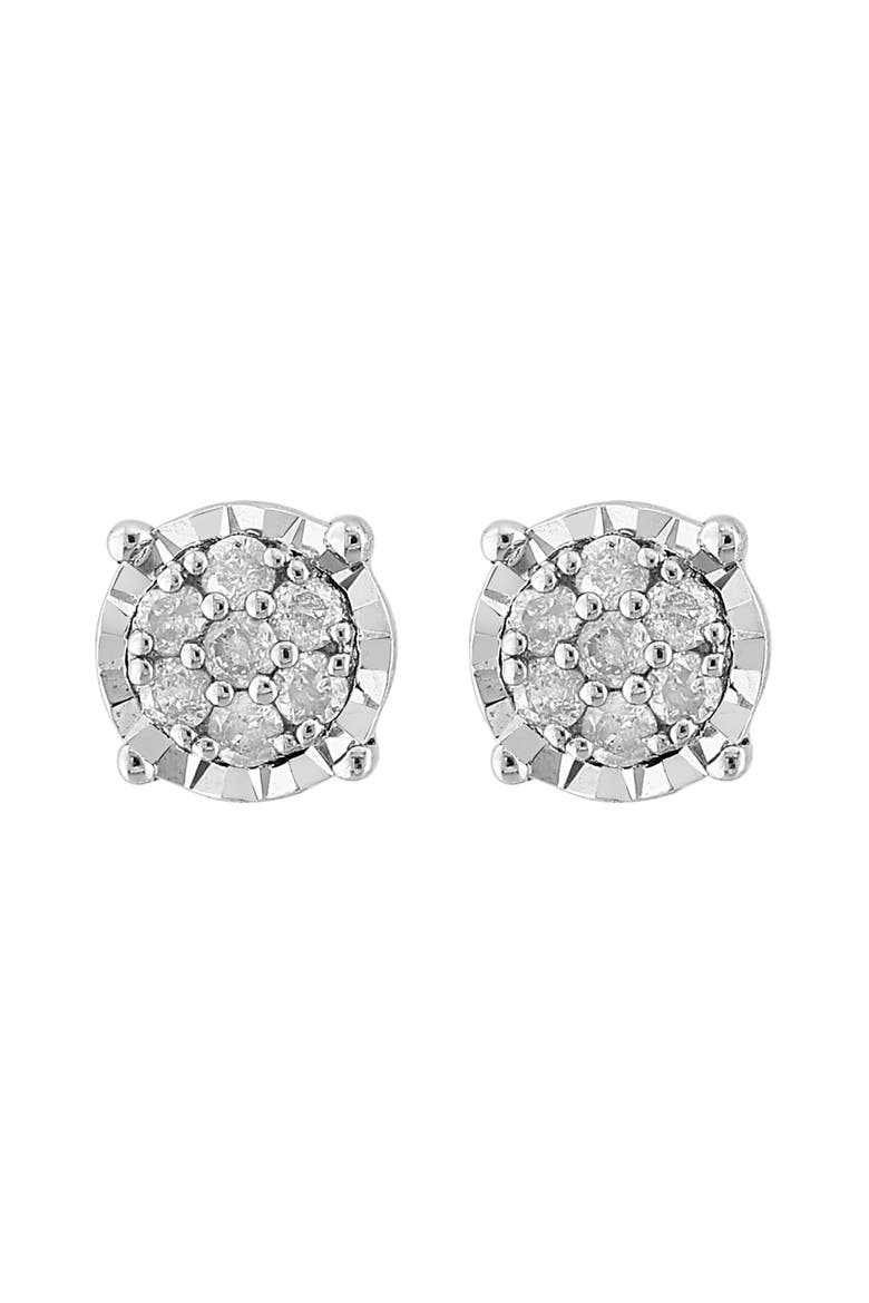 Sterling Silver Diamond Stud Earrings, Main, color, SILVER
