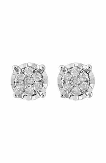 Sterling Silver Diamond Stud Earrings