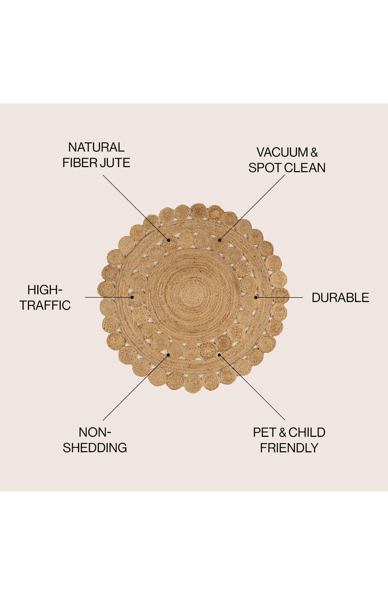 JONATHAN Y Bodhi Round Natural Jute hippie Circle Natural Round Area Rug, Alternate, color, Natural