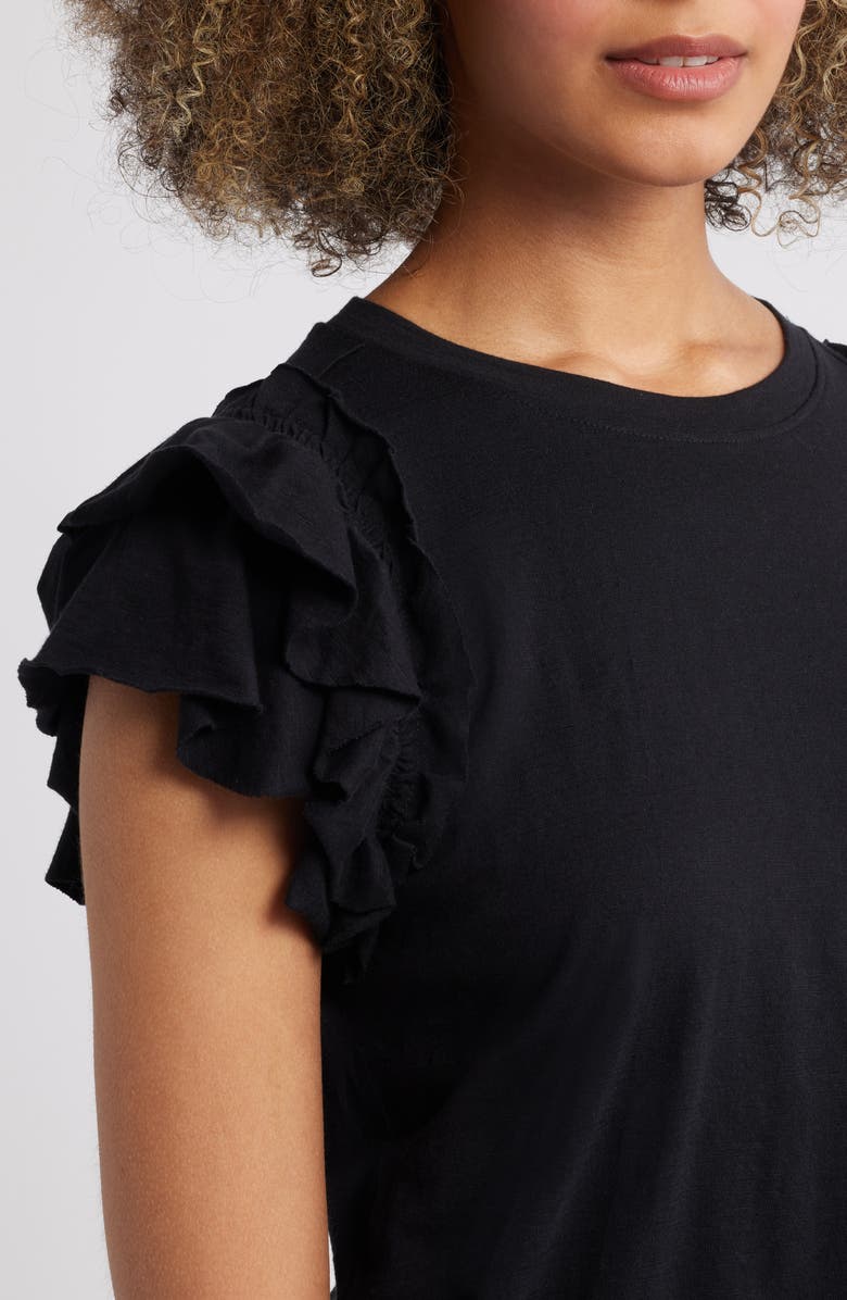 APNY Ruffle Sleeve T-Shirt, Alternate, color, Black