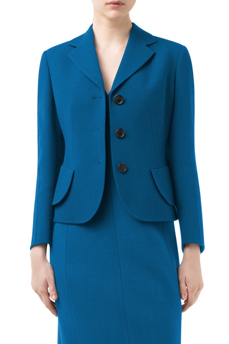 Lausanne Crop Double Face Virgin Wool Jacket, Main, color, CYAN
