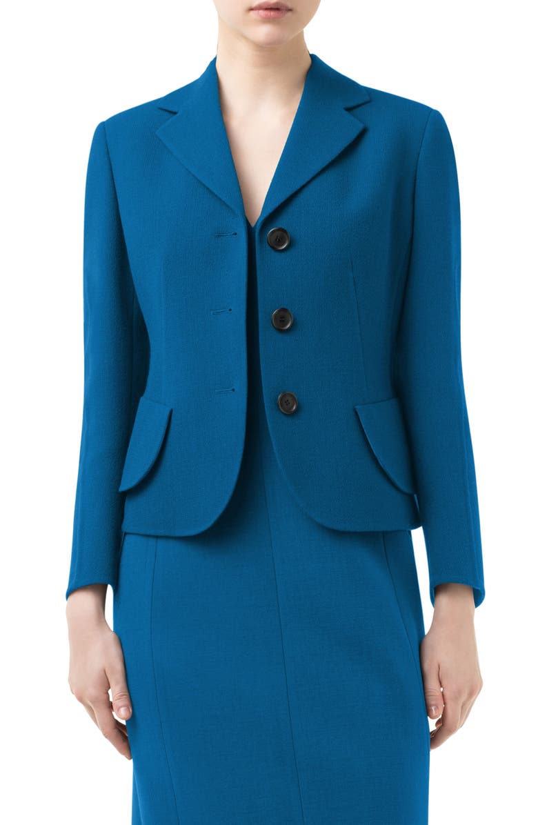 Akris Lausanne Crop Double Face Virgin Wool Jacket, Main, color, 