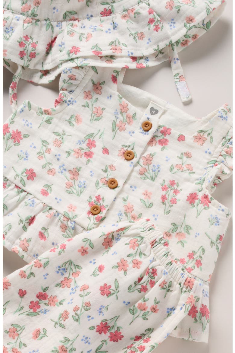 Ruffle Tank, Shorts & Bucket Hat Set, Alternate, color, IVORY EGRET SUGAR FLORAL