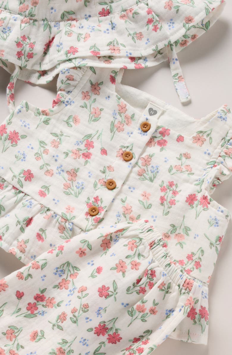 Nordstrom Ruffle Tank, Shorts & Bucket Hat Set, Alternate, color, Ivory Egret Sugar Floral