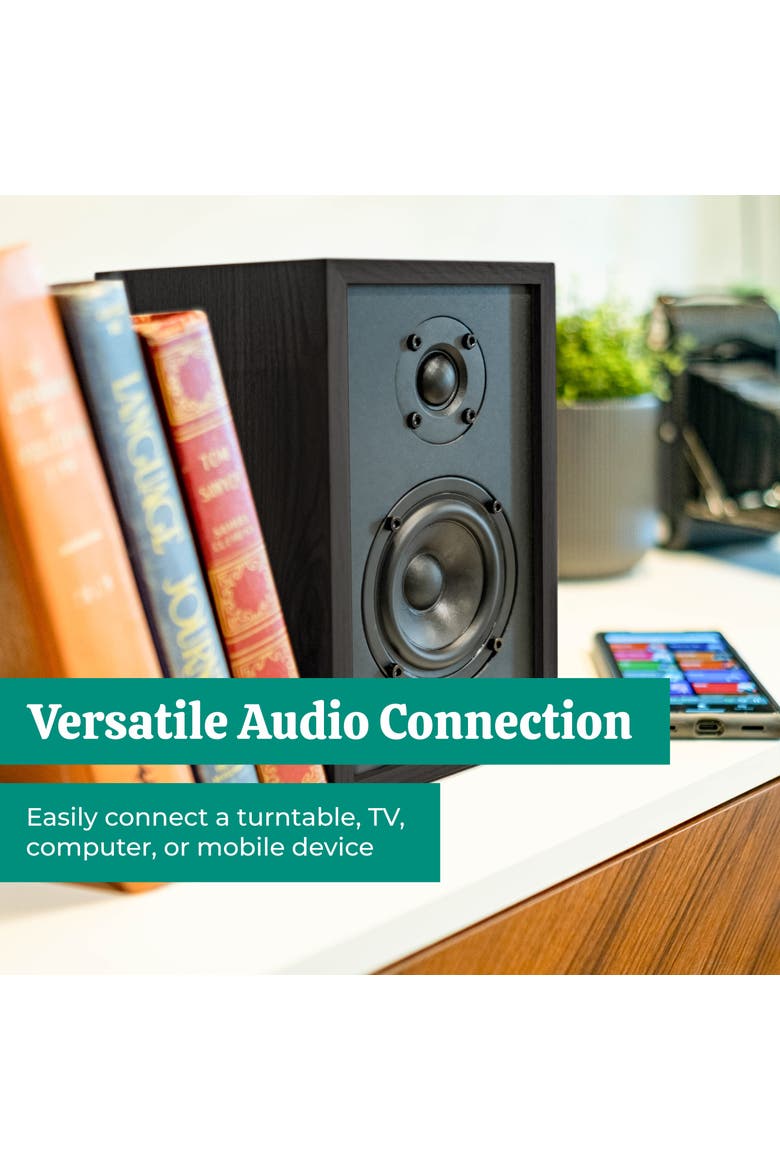 Berkeley 2.0 Stereo Powered Bluetooth Bookshelf Speakers, Alternate, color, Black