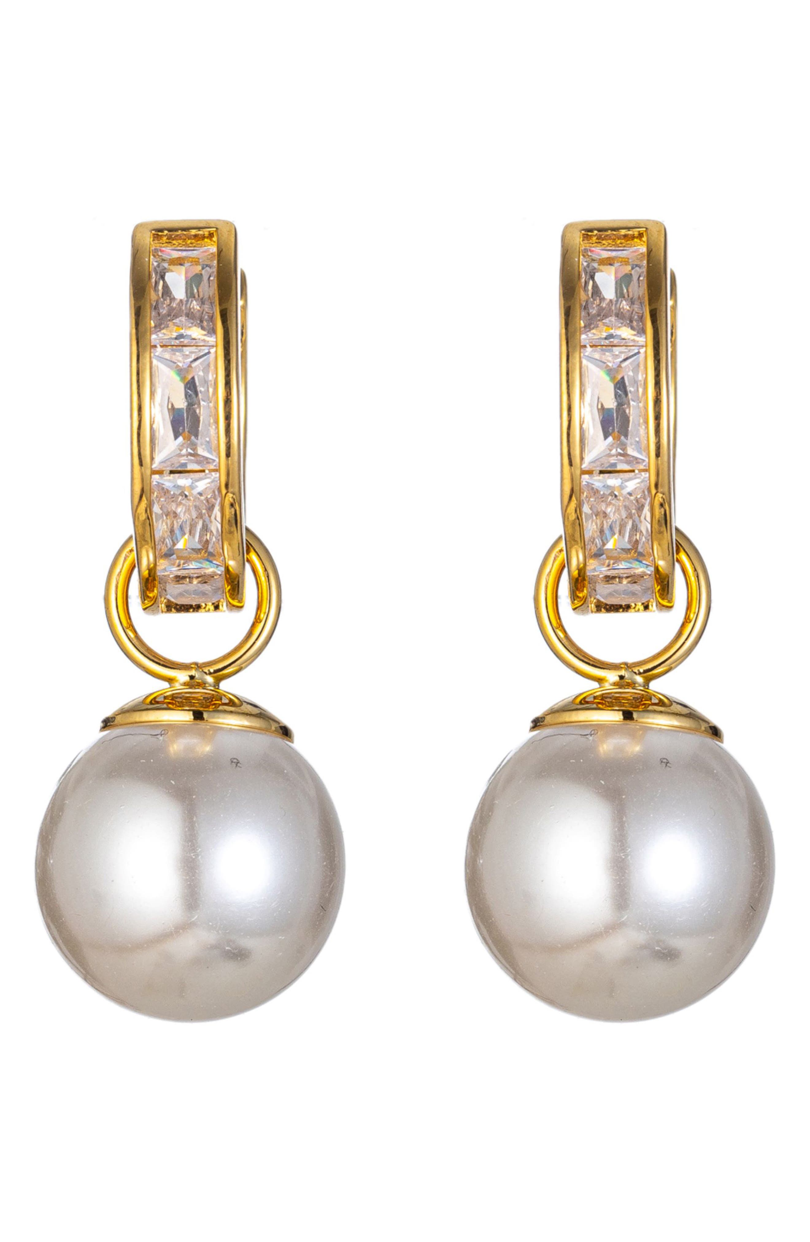 EYE CANDY LOS ANGELES Alessia CZ & Glass Pearl Drop Earrings