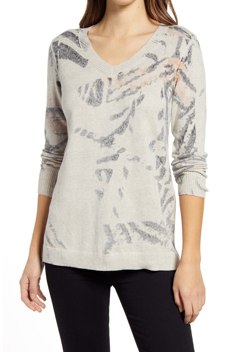 Foothill V-Neck Cotton Sweater, Main, color, NEUTRAL MULTI