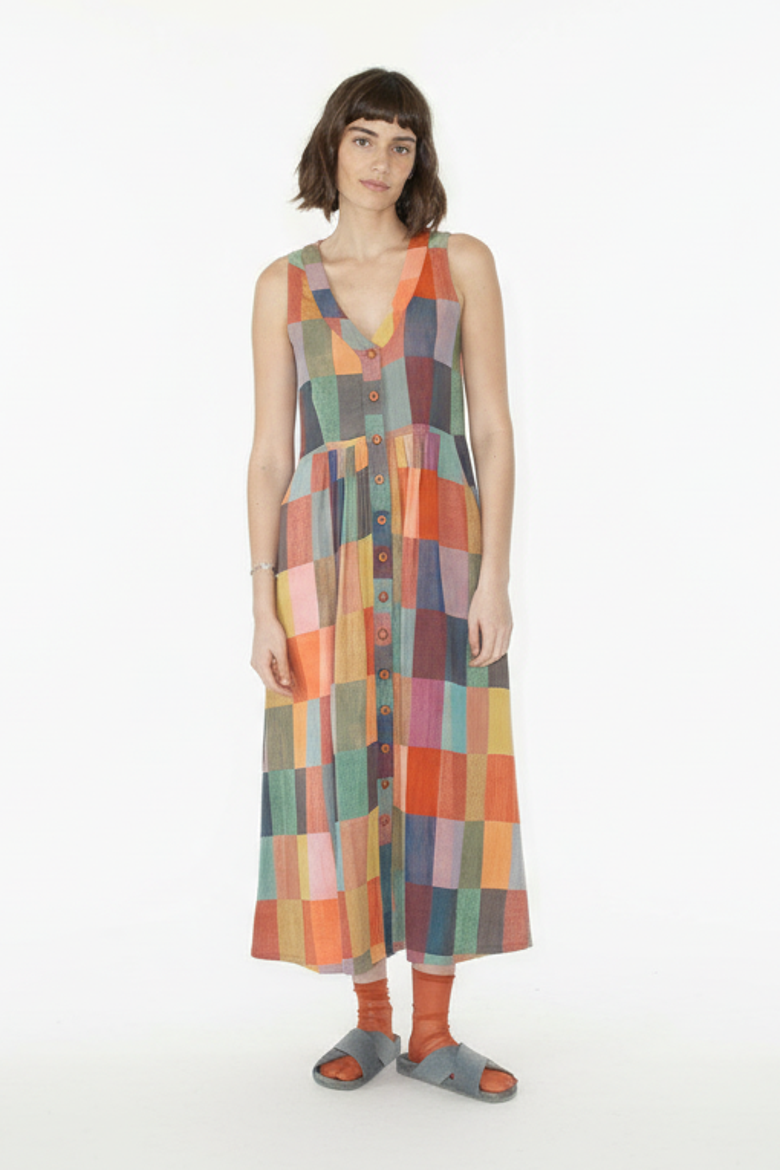 Callie Sleeveless Belted V-neck Dress, Main, color, Glossary