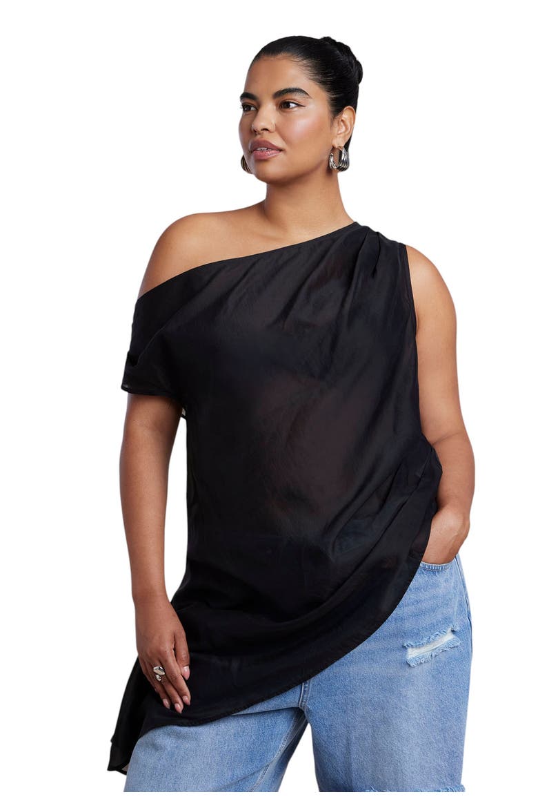 Off The Shoulder Sheer Top, Main, color, BLACK ONYX