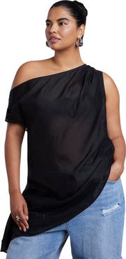 ELOQUII Off The Shoulder Sheer Top