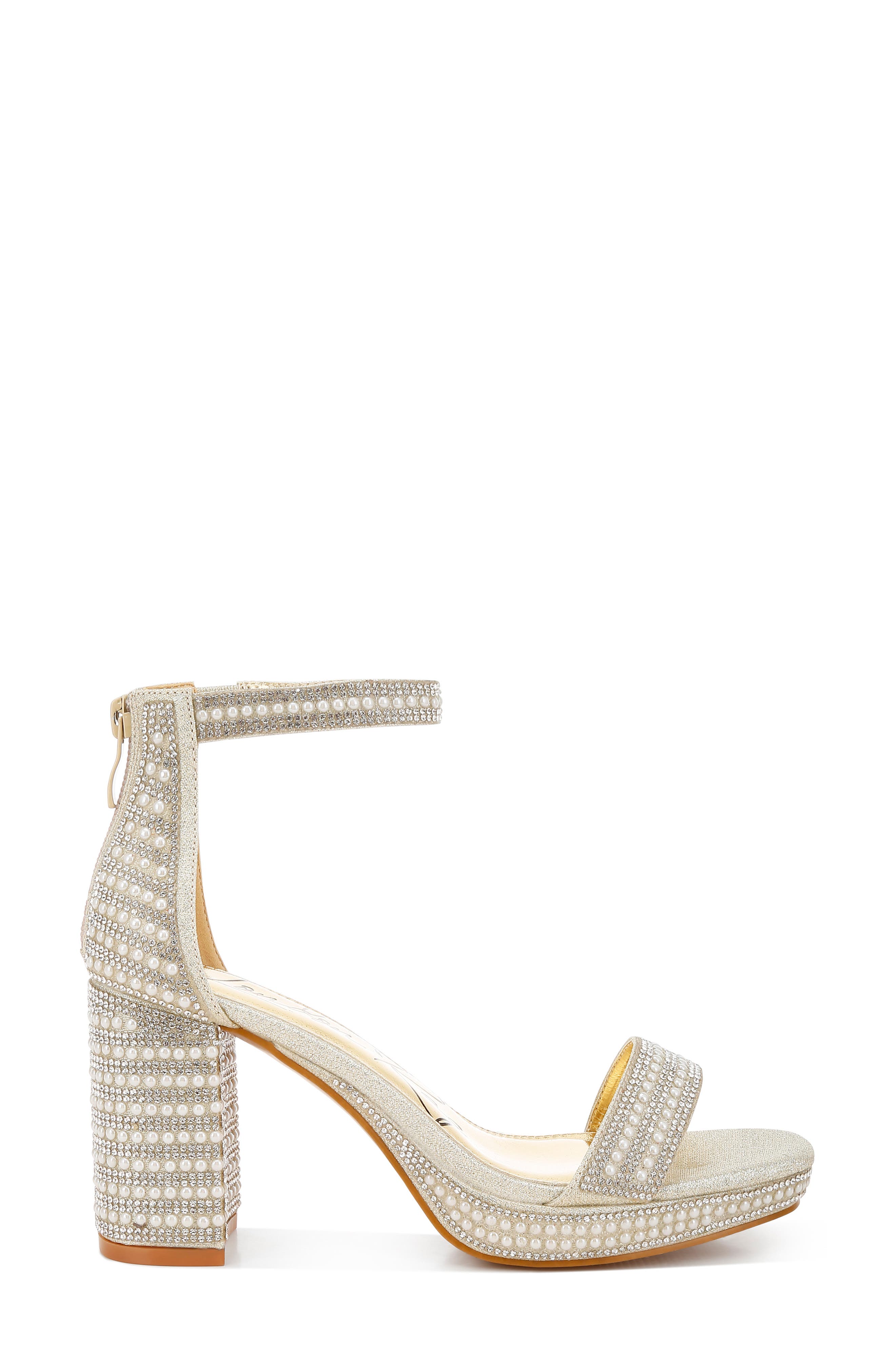 LONDON RAG Mejuri Faux Pearl Embellished Platform Sandal, Alternate, color, Gold