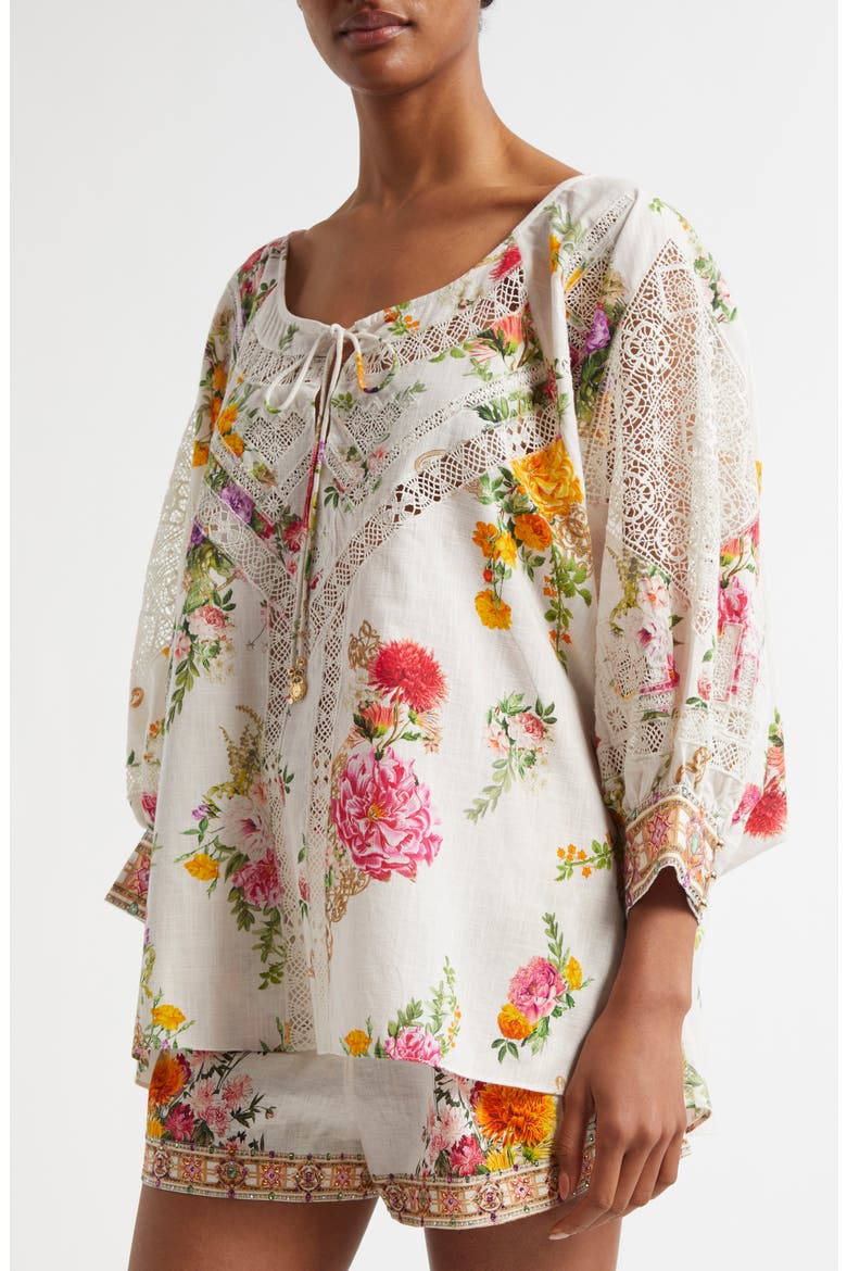 Egyptian Rose Print Raglan Sleeve Cotton Top, Alternate, color, EGYPTIAN ROSE
