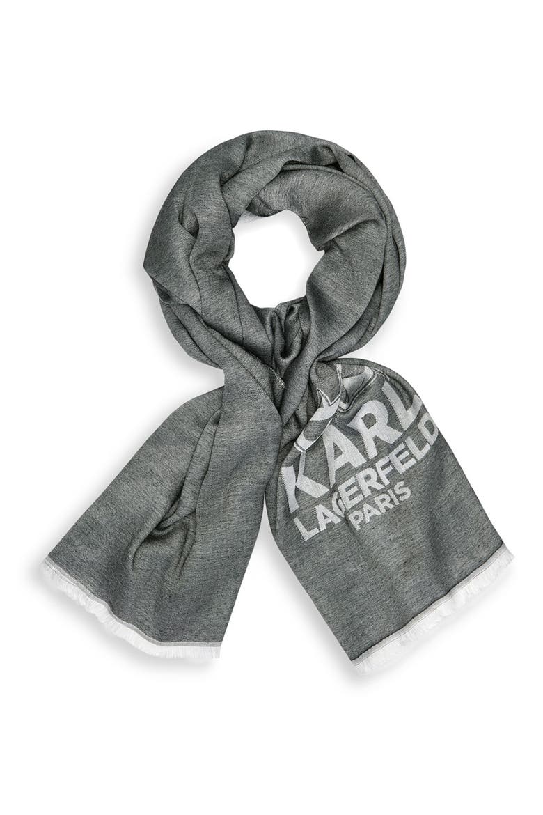 Karl Choupette Pashmina Scarf, Alternate, color, BLACK